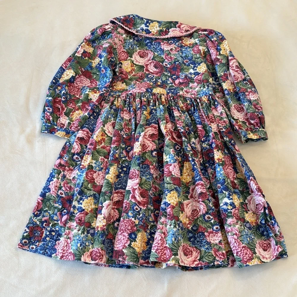VINTAGE! MouseFeathers Girls’ Vibrant Floral Dress, sz 4 - Picture 7 of 8
